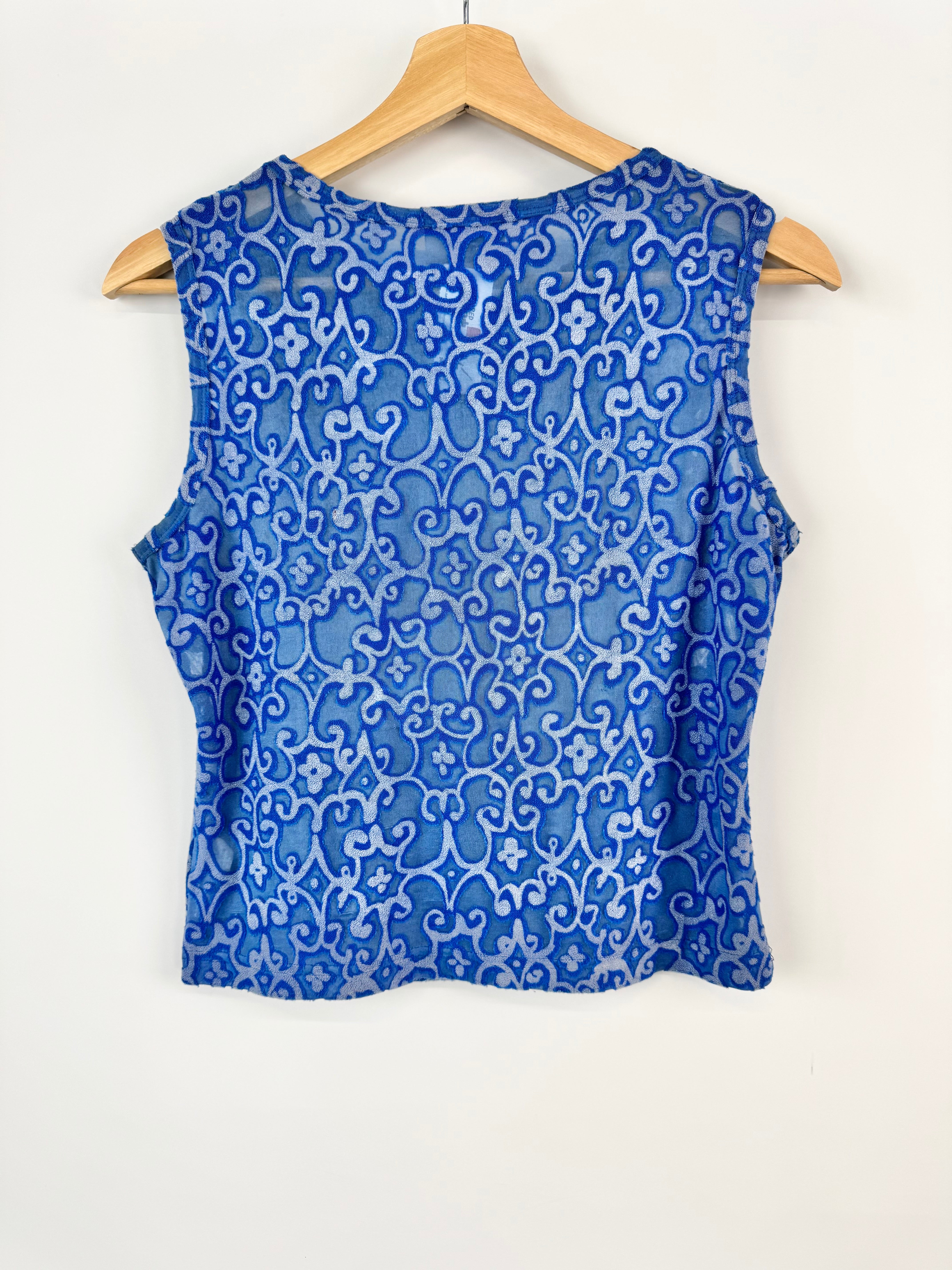 VINTAGE 90s SPORTSGIRL BLUE SLEEVELESS TOP - AU8