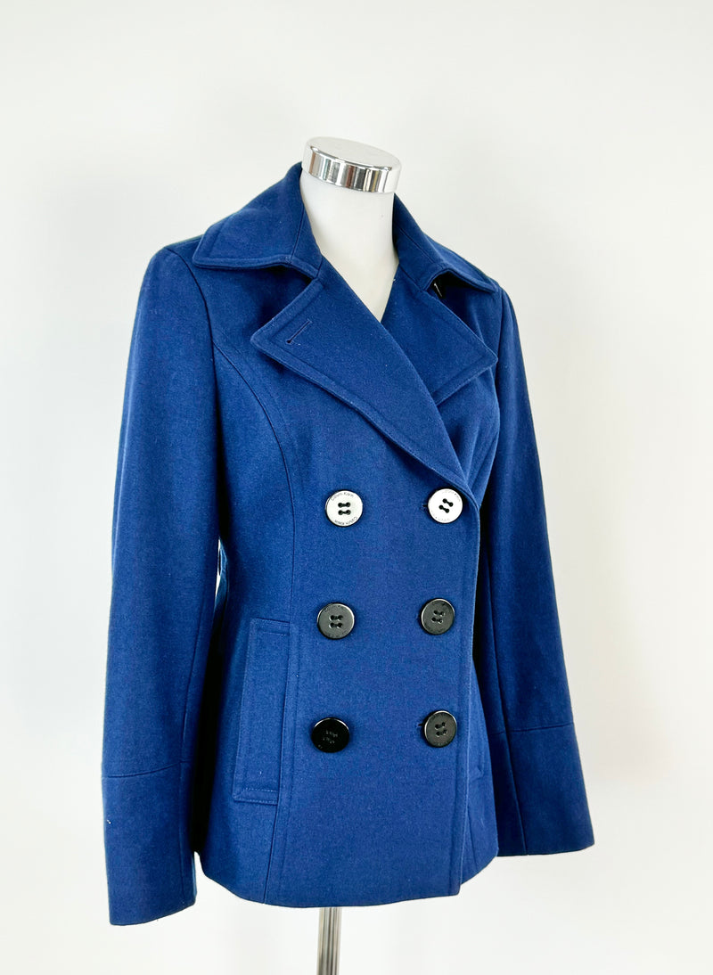 Calvin Klein Deep Blue Wool Blend Coat - AU10