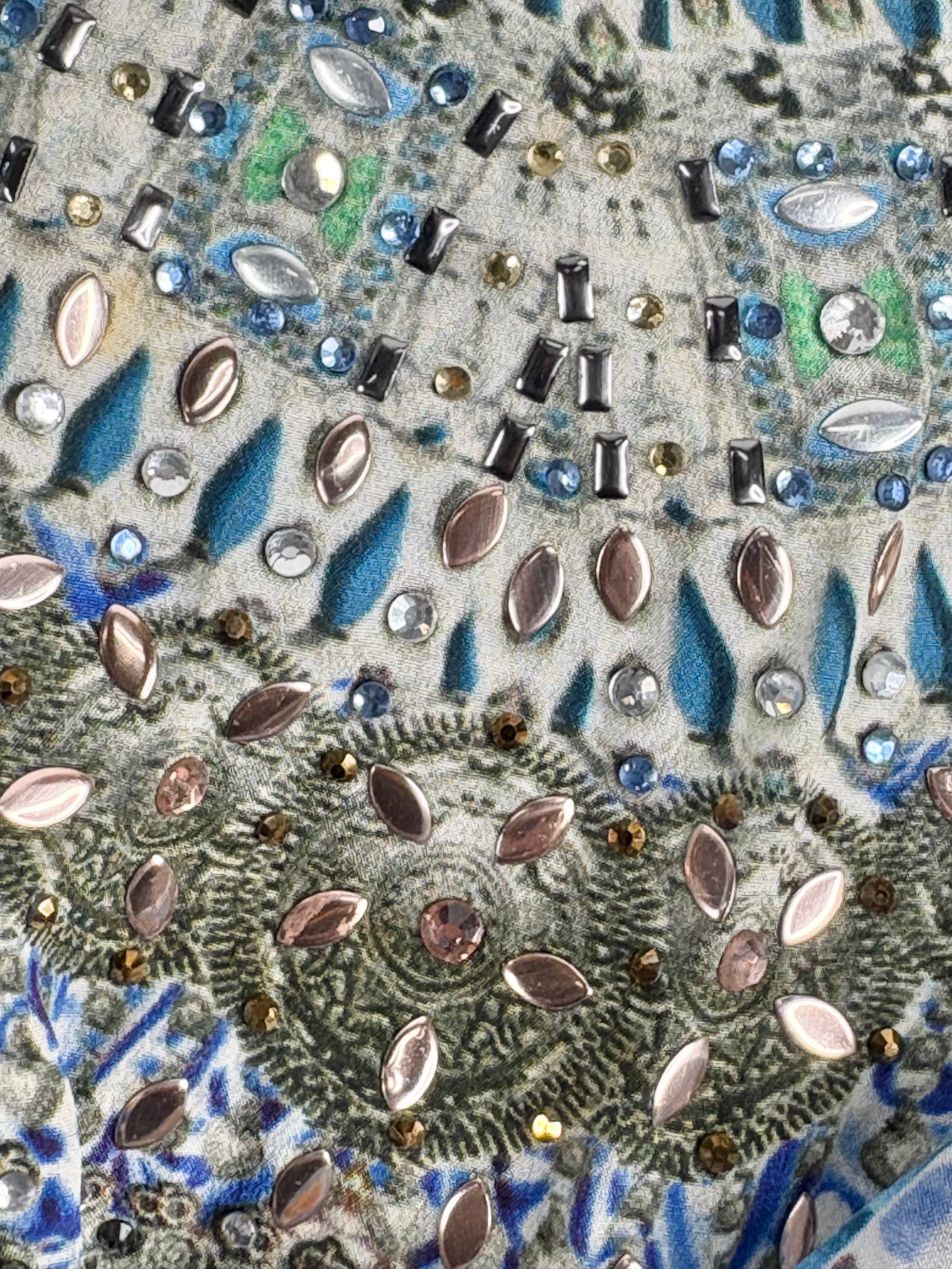 Camilla Drop-Shoulder Silk Jewel Embellished Dress - AU10