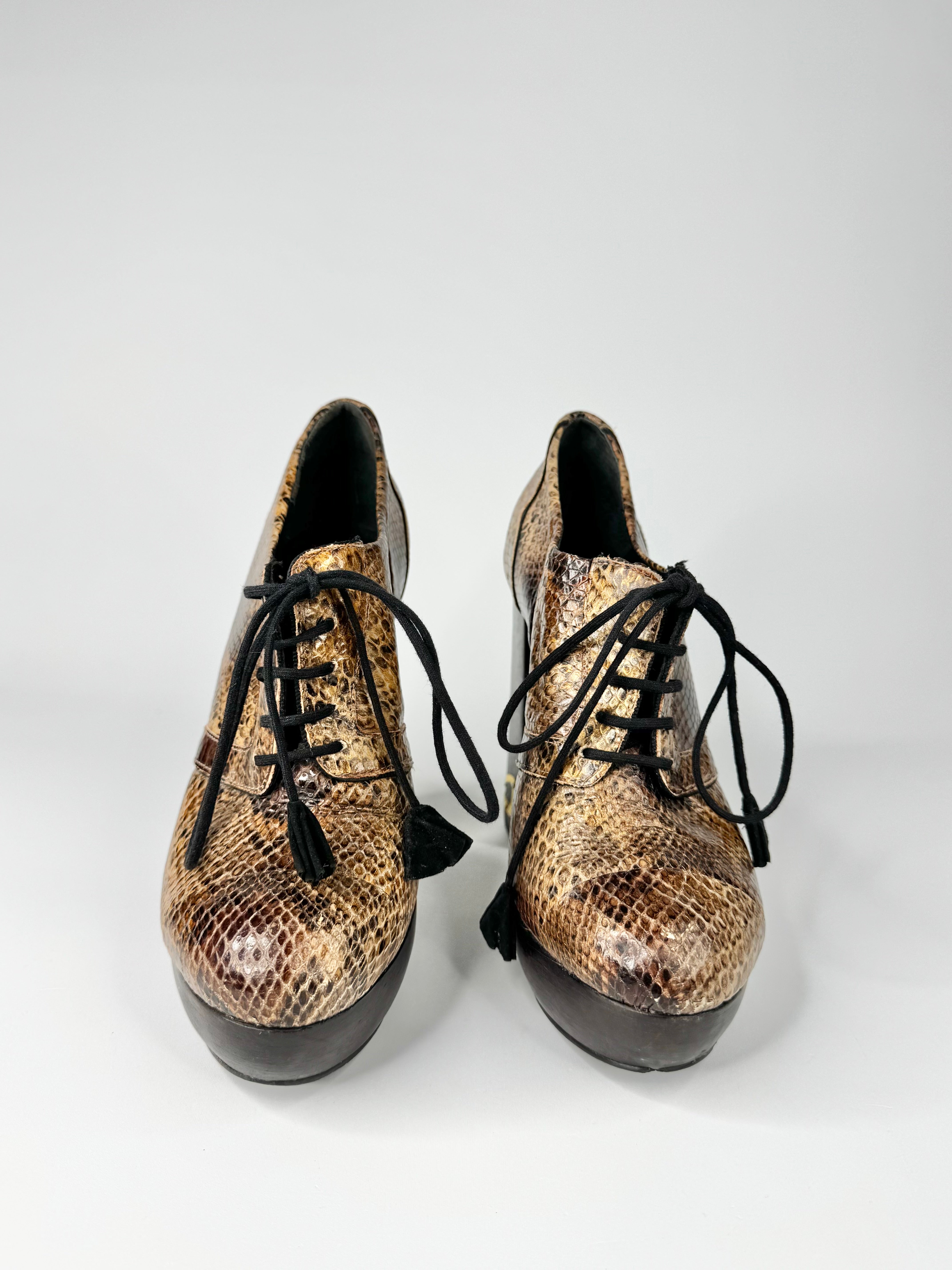 Biba 2011 'Valencia' Snakeskin Leather Brogue Platform Pumps - EU39