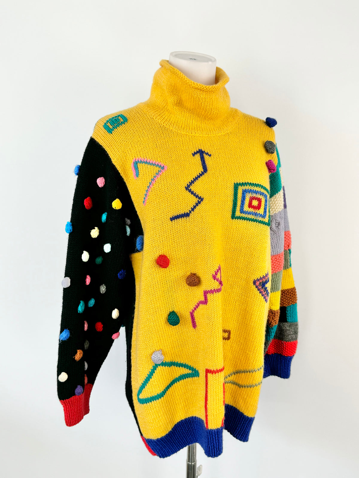 Vintage 80s Handknit Musical Instrument Jumper - M/L