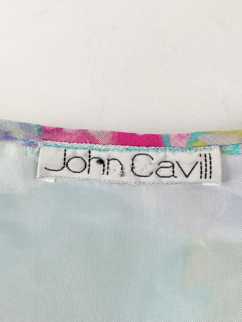 John Cavill Aqua Blue Floral Print Sheer Tank Top - AU14