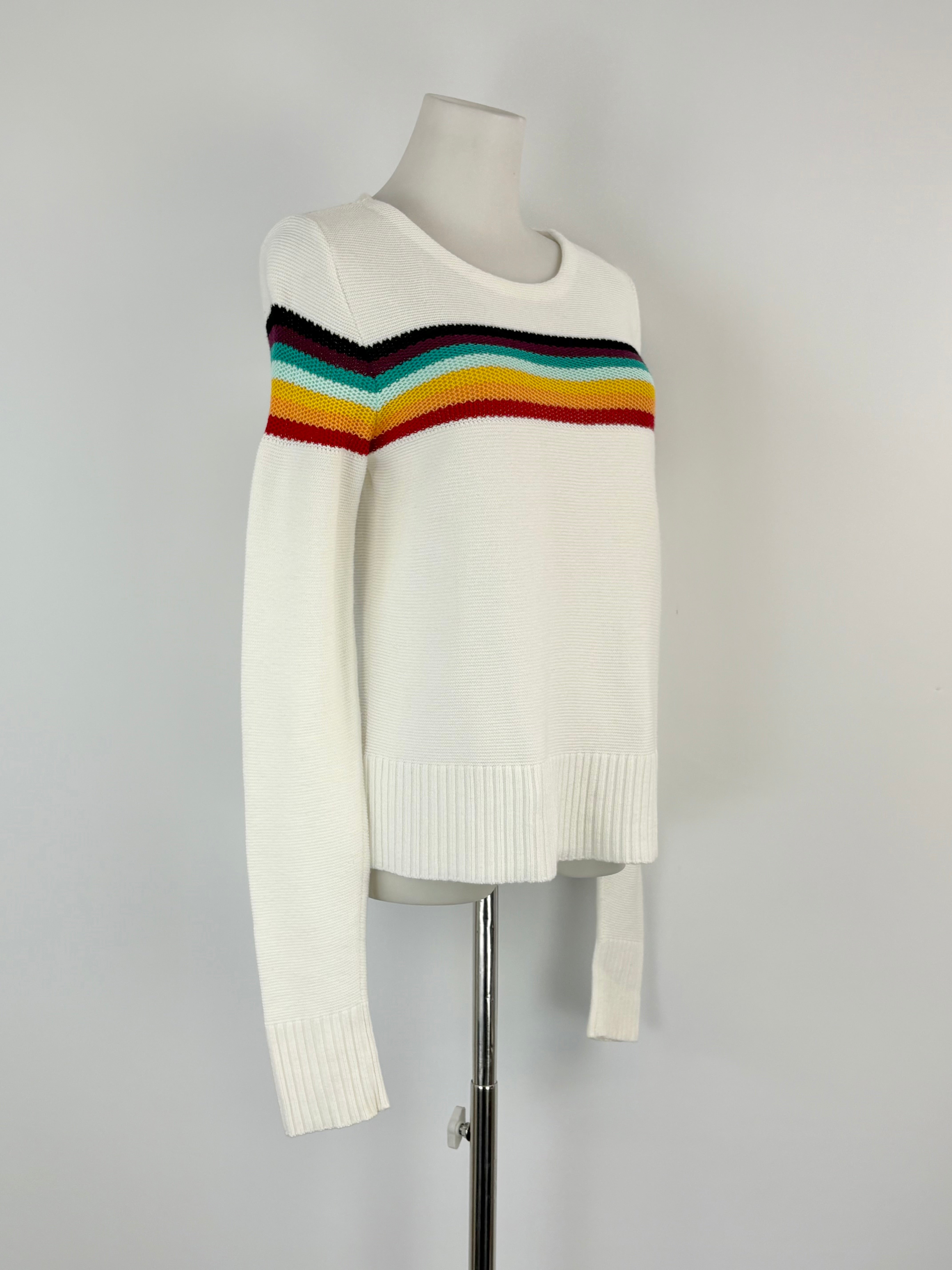 Chloé White Rainbow-Stripe Knitted Sweater - AU8/10