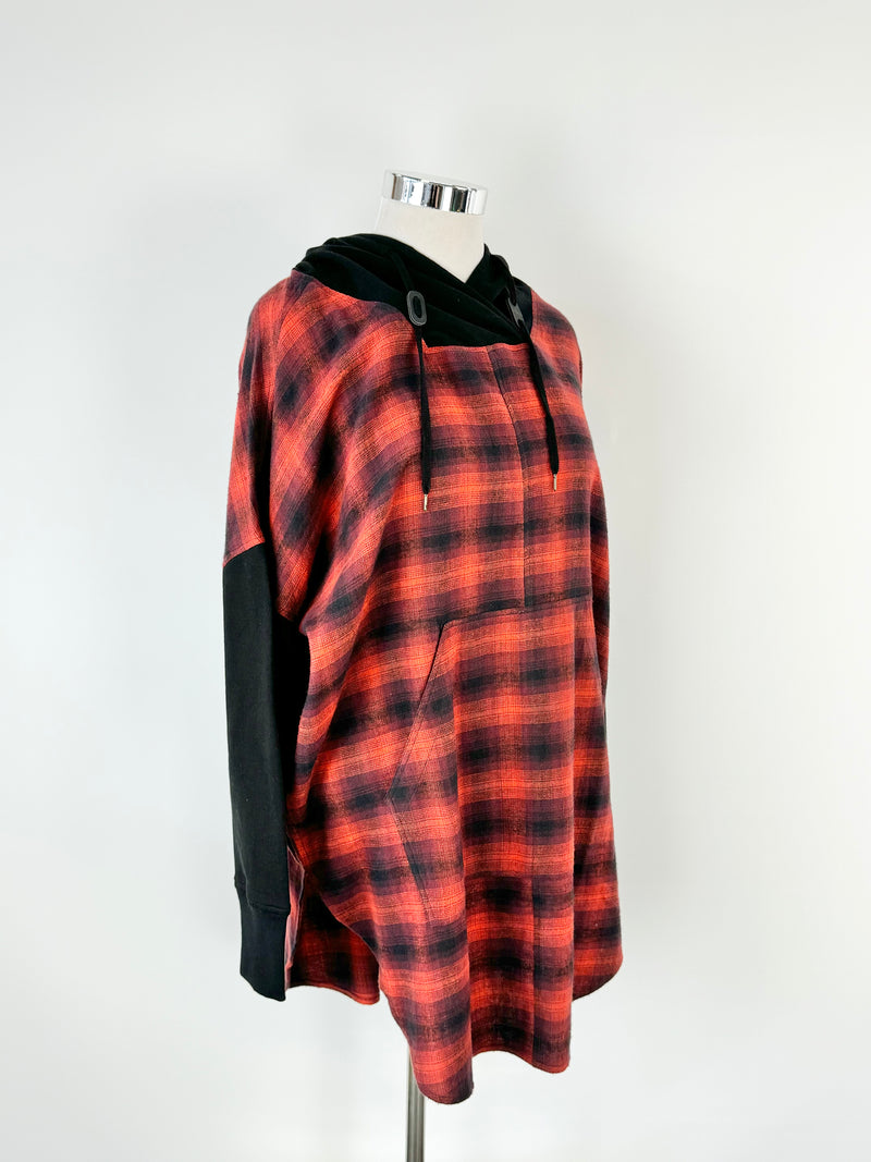 Nicholas K 'Oliver' Black & Crimson Plaid Hoodie NWT - XL