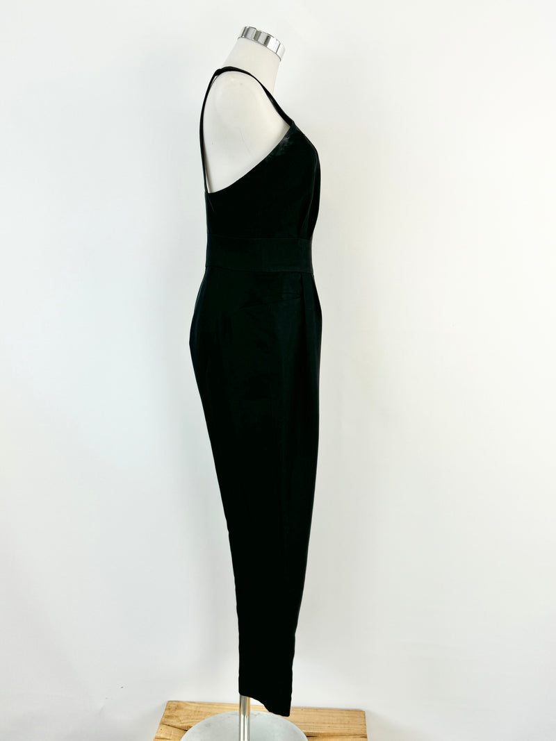 Bianca Spender Black Cotton & Silk Blend Jumpsuit - AU6