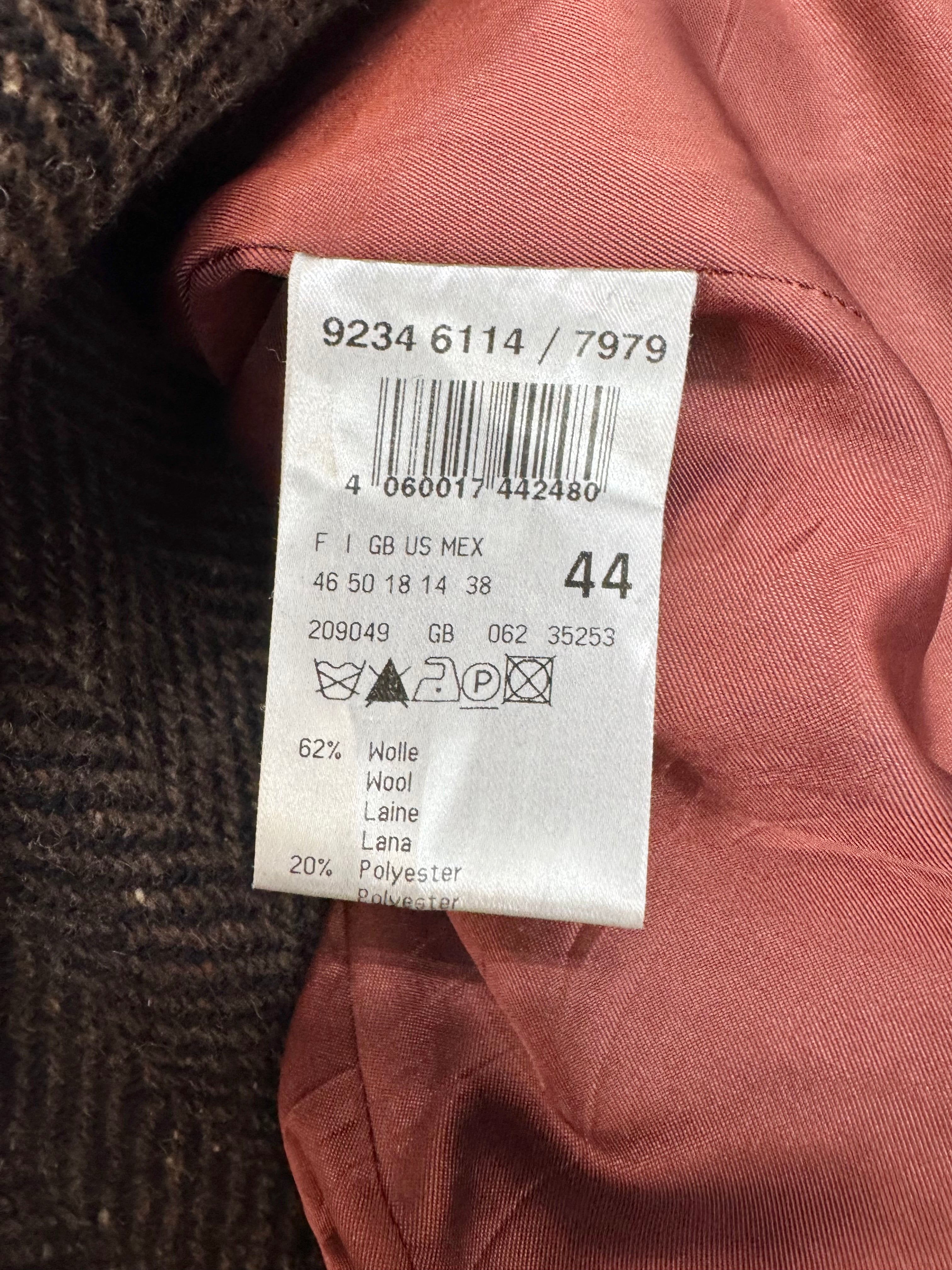 Gil Bret Brown Wool Blend Herringbone Patterned Coat - AU14/16