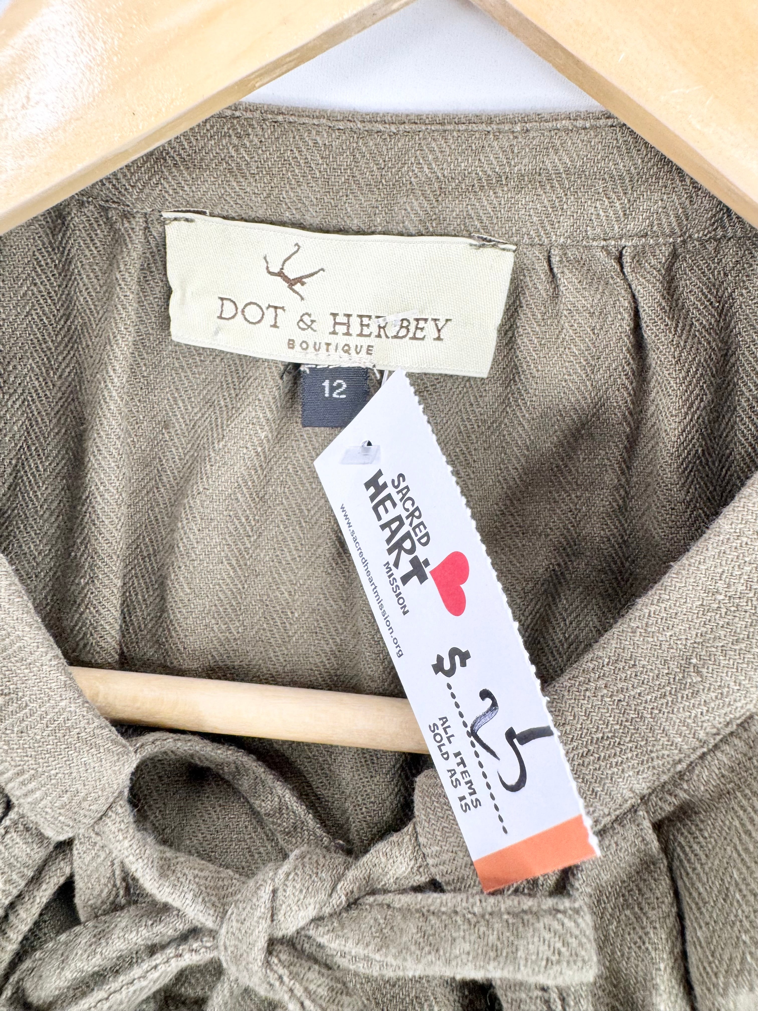 Dot&Herbey Oak Green Herringbone Blouse - AU12