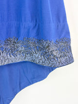 Akira Cobalt Embroidered Hem Midi Skirt - AU12