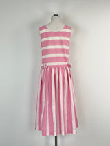 Vintage 70s Kenzo Pink & White Midi Dress - AU8/10