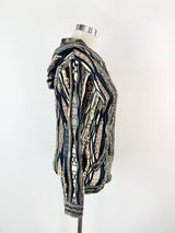 Geccu Australia Blue & Grey 3D Merino Wool Zippered Hoodie - S