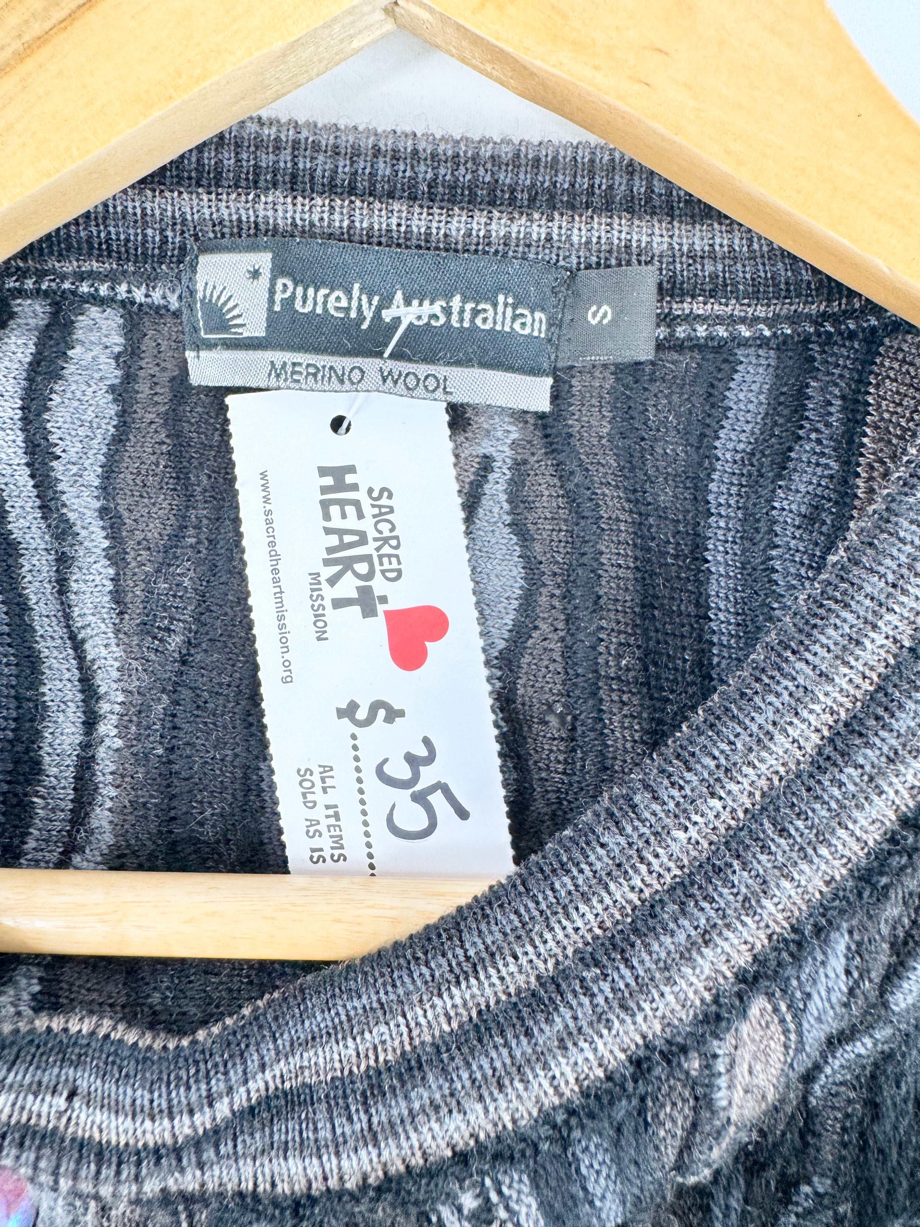 Purely Australian Grey & Brown 3D Jumper - S