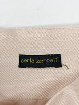 Carla Zampatti Pink Champagne Linen-Blend Midi Skirt - AU8