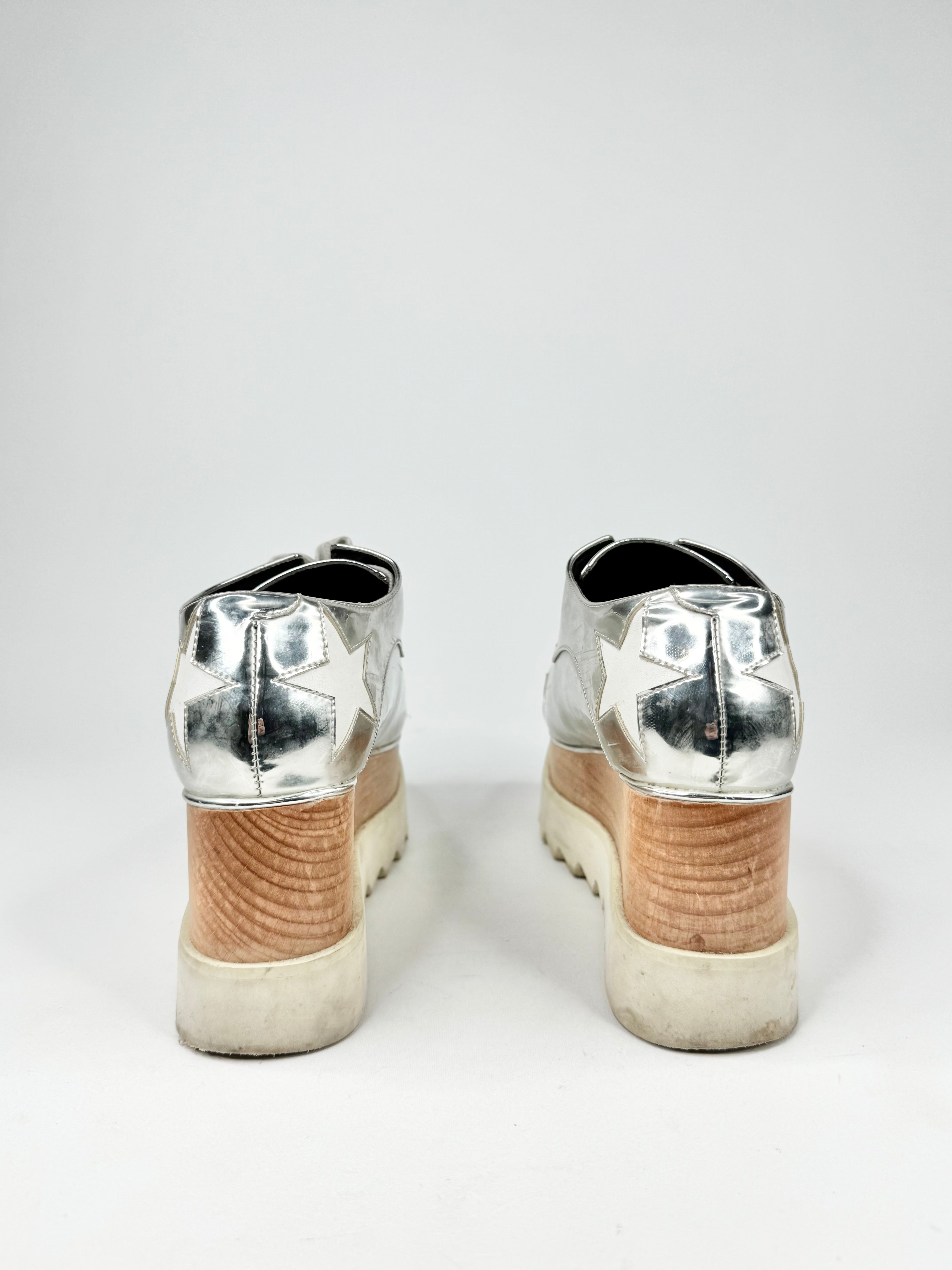 Stella McCartney Silver 'Elyse' Platform Lace Ups - EU35