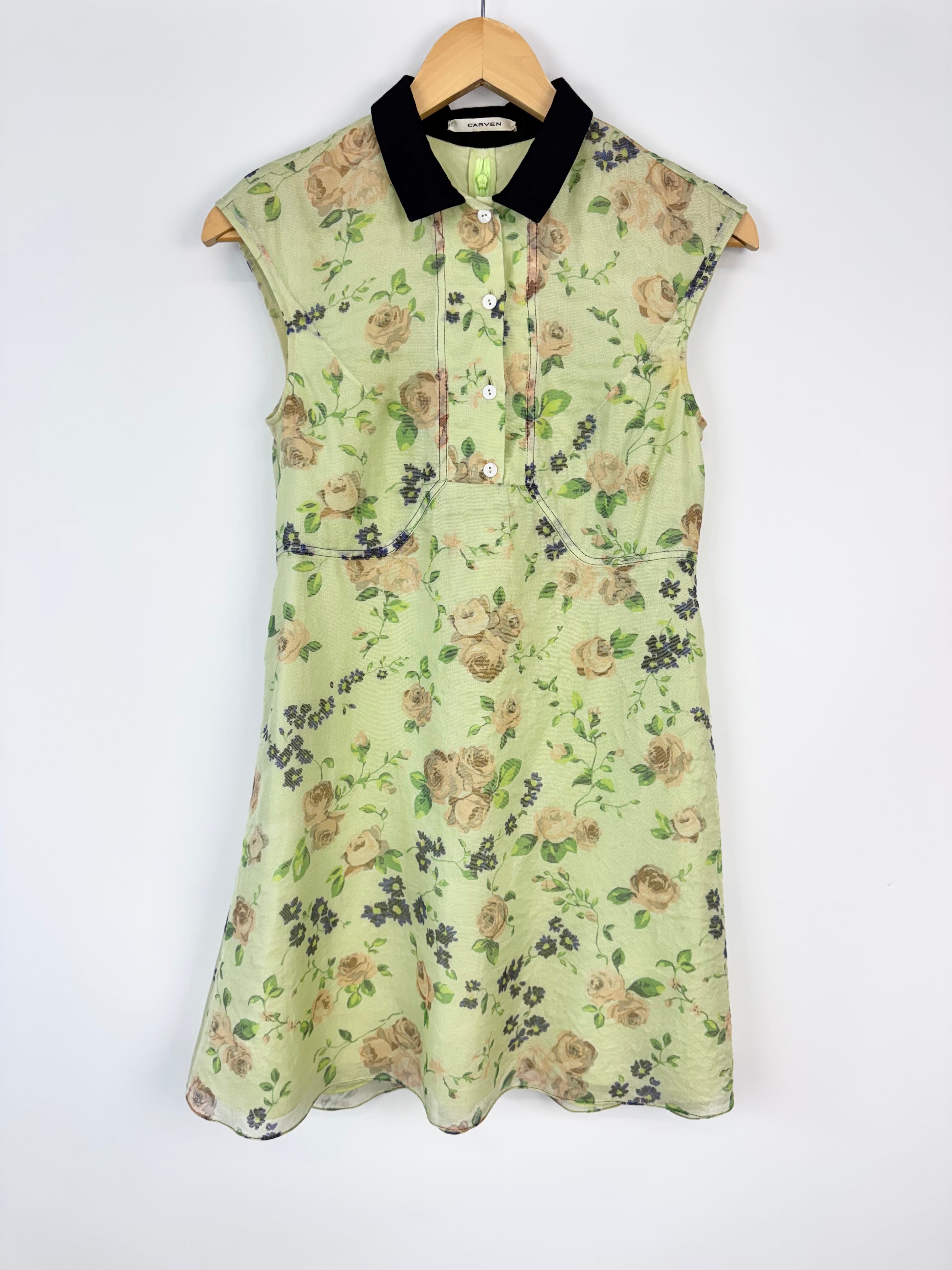 Floral dress with a green background