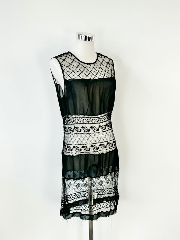 Colette Dinnigan Black Lace Panel Tunic - AU10