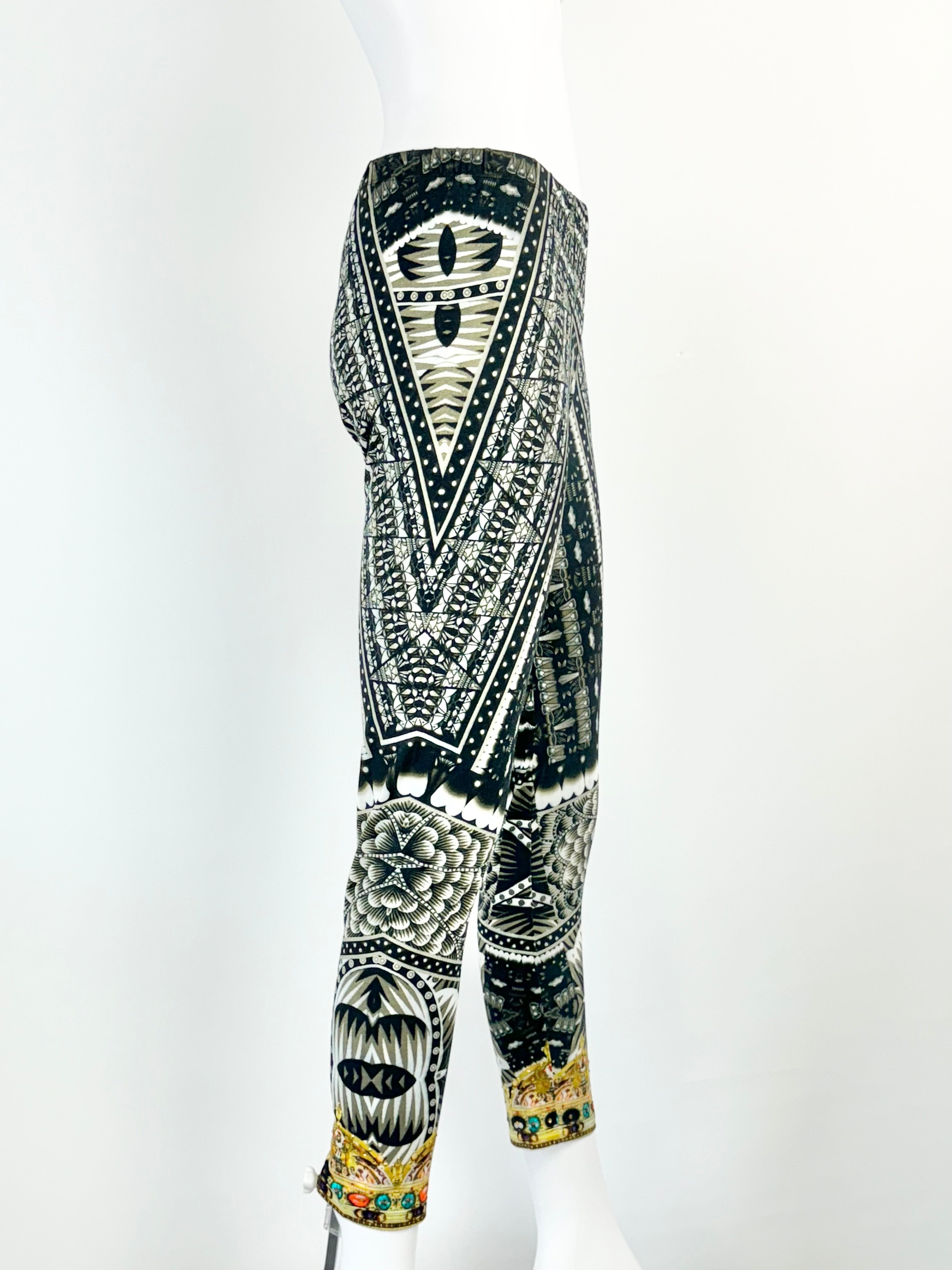Camilla Black Patterned Leggings - AU8/10