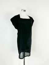 Alpha 60 Black Cotton & Silk Blend Mini Dress - AU6/8