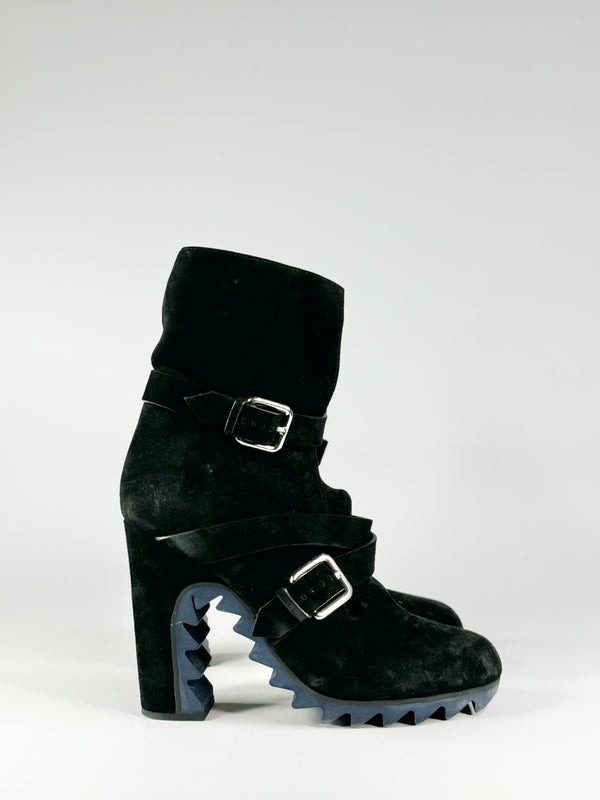 Jil Sanders Black Suede Heeled Boots - EU39