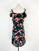 Alice McCall 'Confetti' Black & Floral Silk Blend Summer Dress - AU10