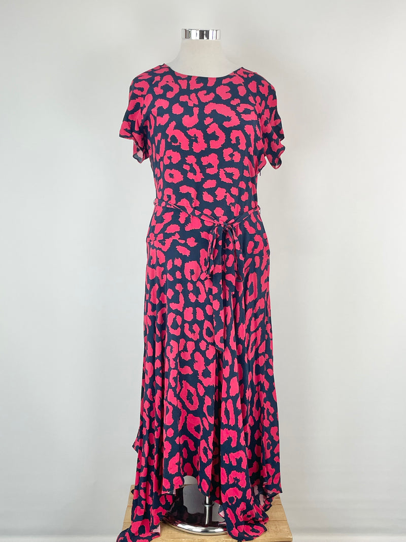 Husk Navy Blue & Red Poppy Patterned Maxi Dress - AU14