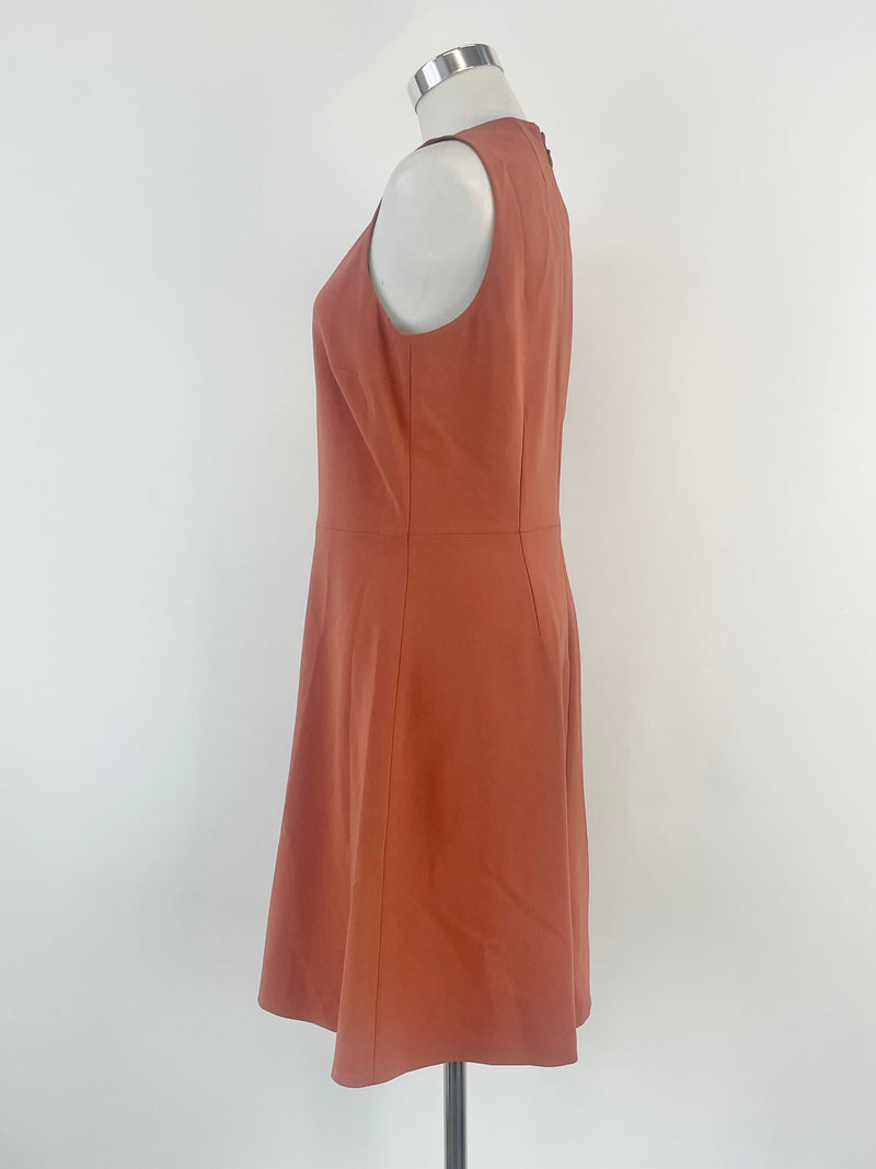 Theory Clay Red 'Raneid' Crepe Sleeveless A-Line Dress - AU10/12