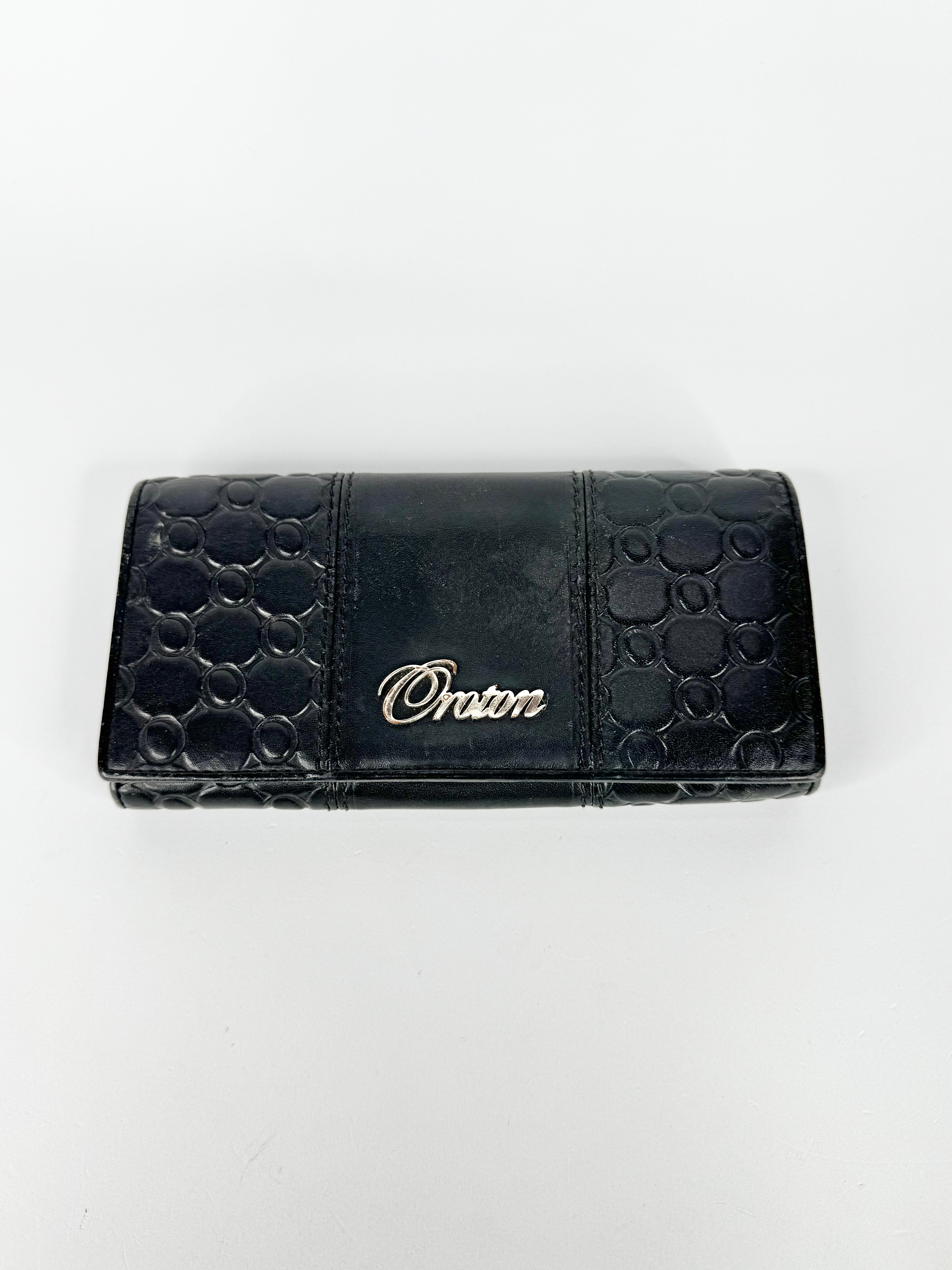 Oroton Black Monogram Embossed Leather Wallet
