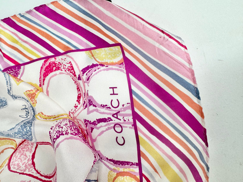 Coach Pink & Purple Coach Logo Silk Scarf
