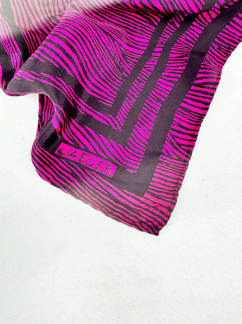 Vintage Dark Pink & Black Striped Silk Scarf