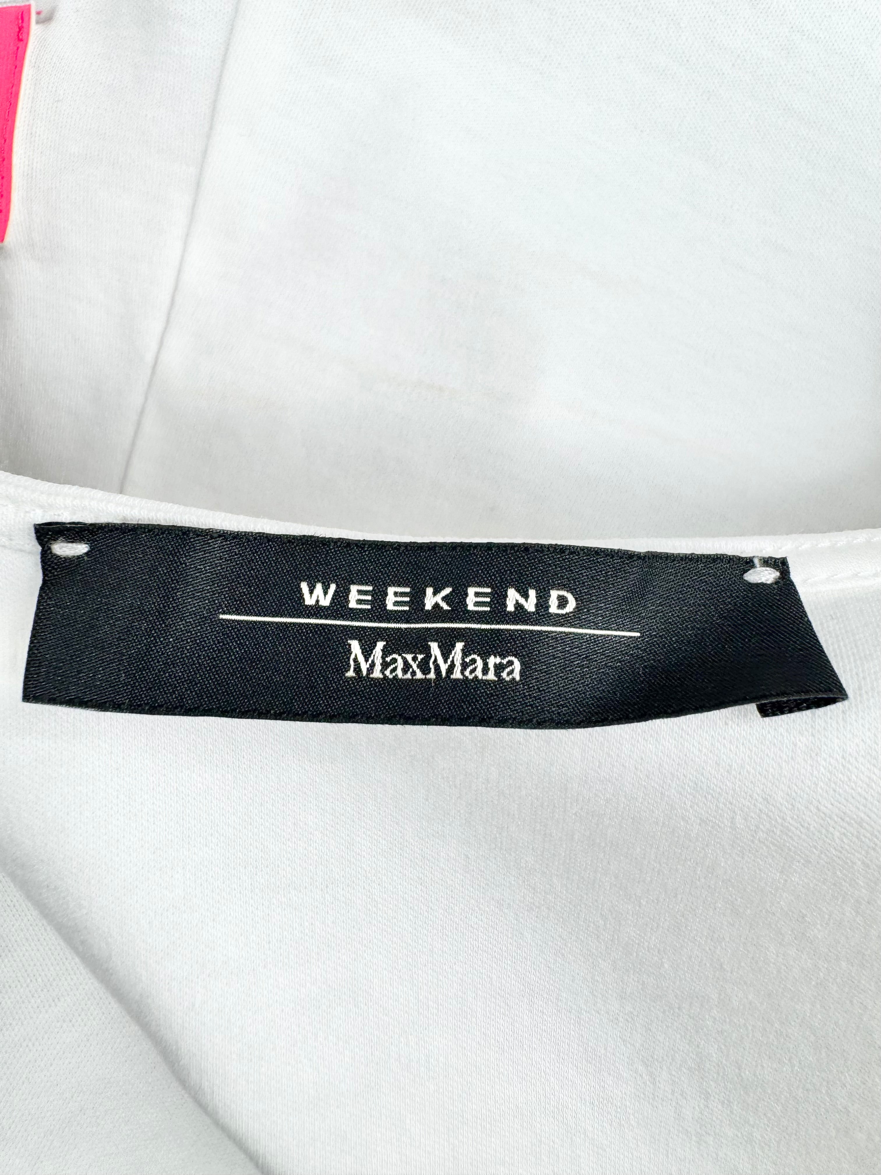 Weekend by Max Mara White Sleeveless Fluro Trim Top - AU4/6