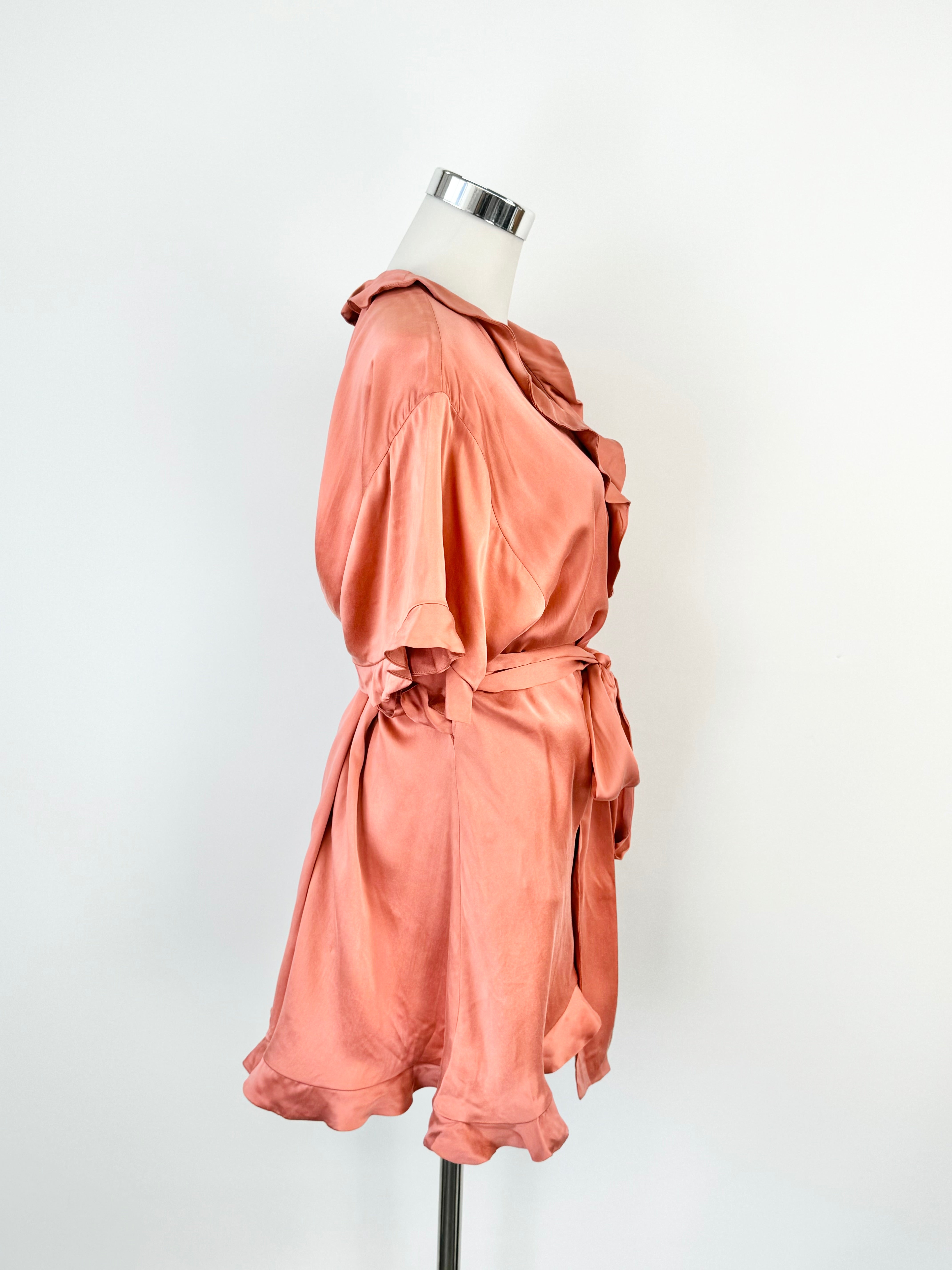 Zimmermann Grapefruit Silk Frill Dress - AU10