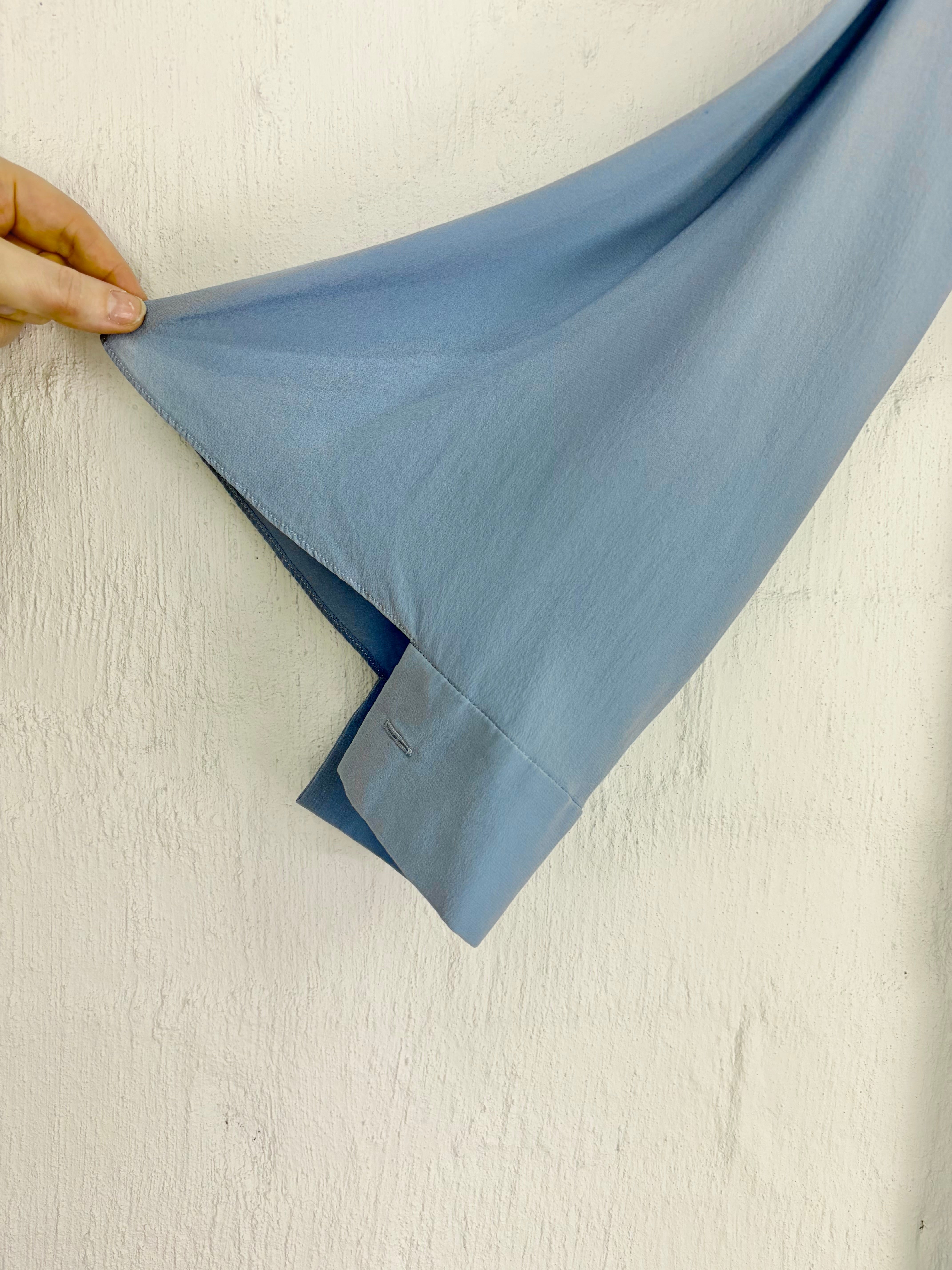 Fendi Sky Blue & Cream Silk Layered Pussy Bow Dress - AU6/8