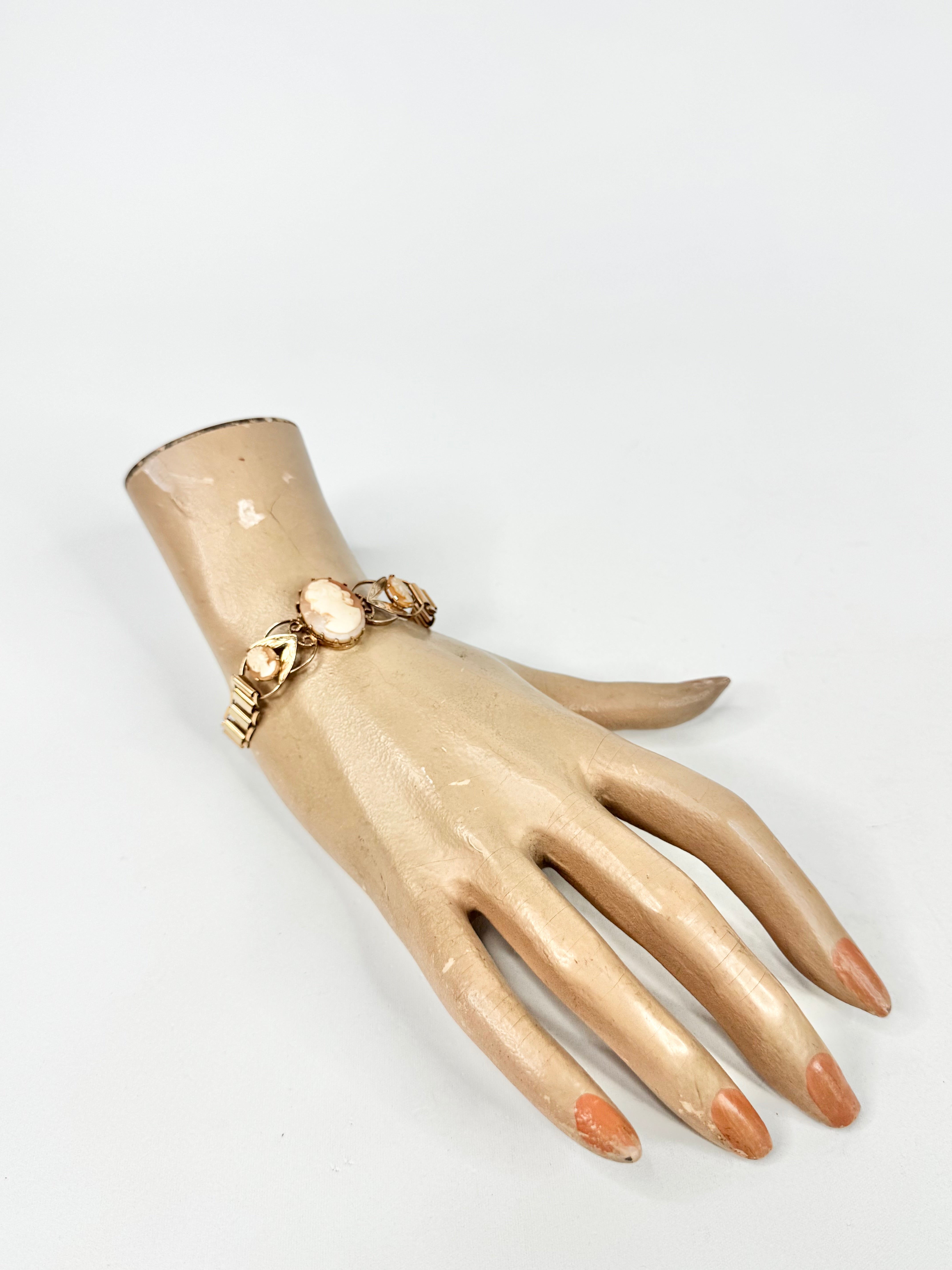 Vintage Gold Plated Triple Cameo Bracelet