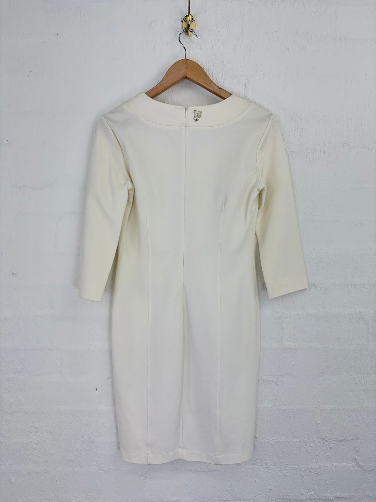 Versace Jeans Ivory Fitted Long Sleeve Bodycon Dress - AU10/12