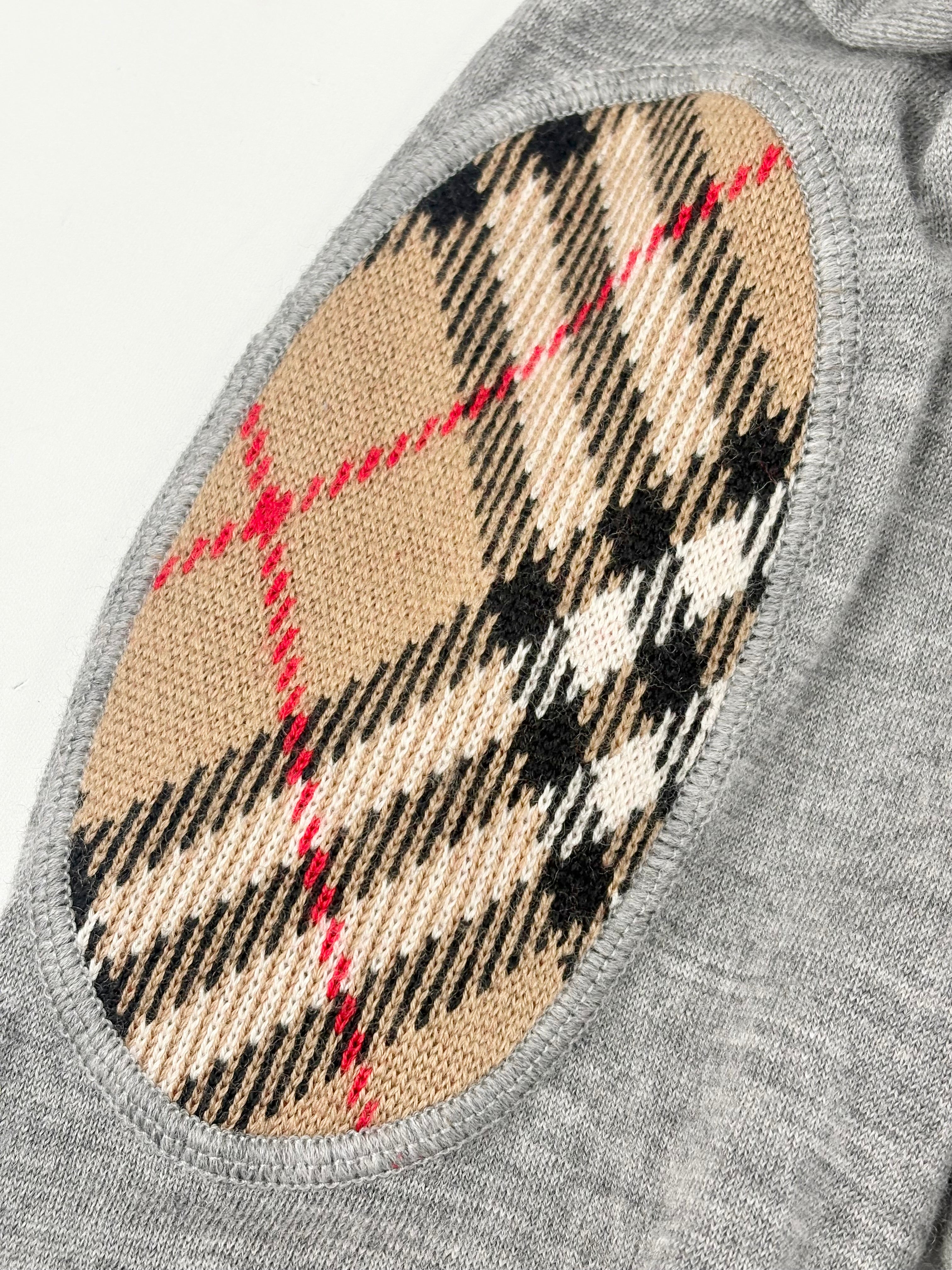 Burberry Vintage-Novacheck Elbow Patch Grey 'Dornoch' Cardigan - AU8/10
