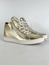 Giuseppe Zanotti Gold Leather Brek High Top Sneakers - EU43