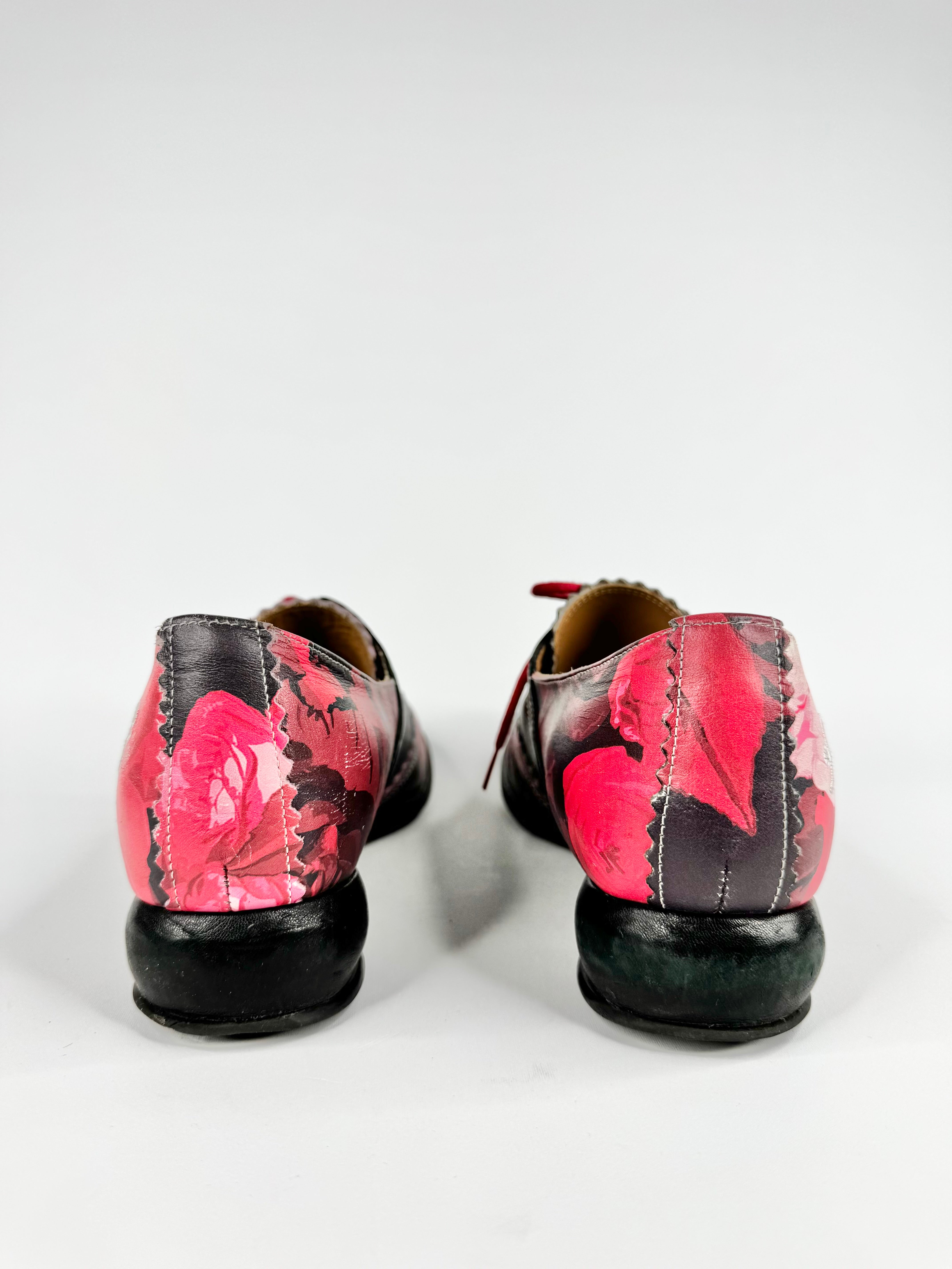 John Fluevog 'Erika' Brogued Oxford Rose Patterned Shoes - 10.5
