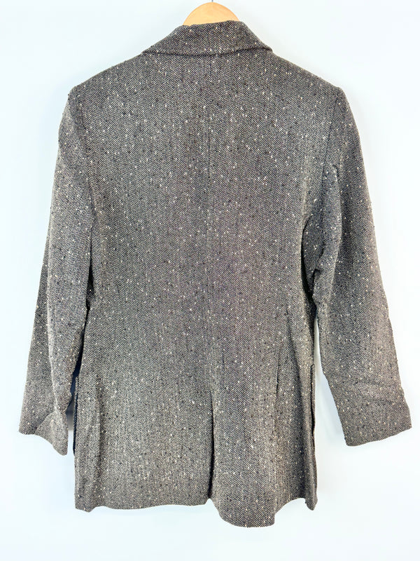 Patrick Gerard Cream & Brown Herringbone Wool Blend Blazer - AU10/12