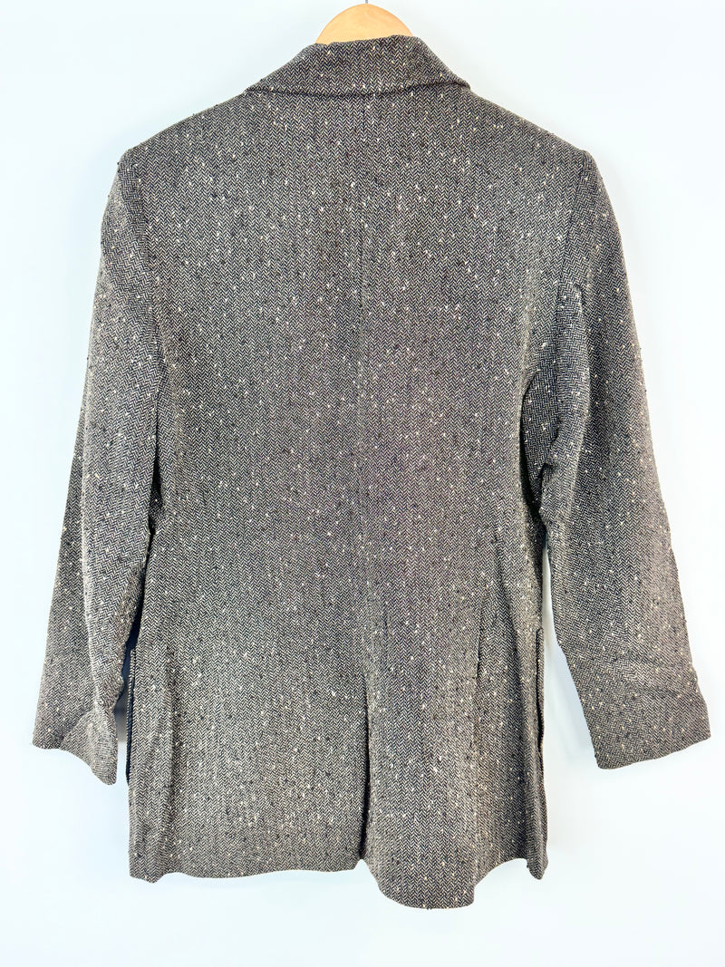 Patrick Gerard Cream & Brown Herringbone Wool Blend Blazer - AU10/12