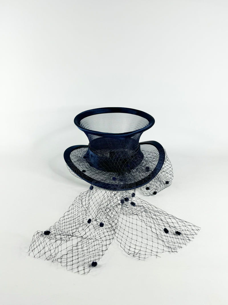 Cupid's Millinery Navy Blue Bow Top Hat Fascinator