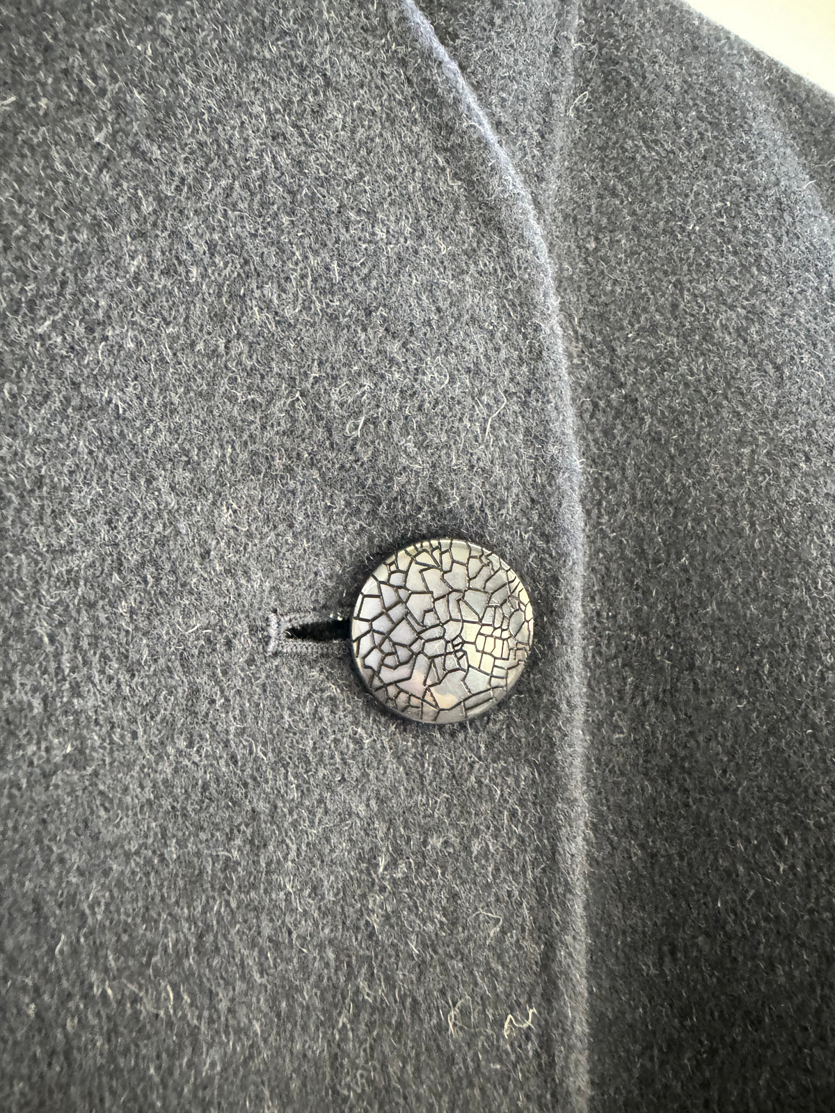 Emporio Armani Navy Blue & Grey Wool & Cashmere Coat - AU10