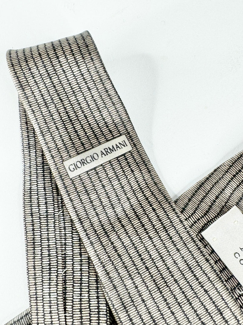 Giorgio Armani Taupe & Black Silk Patterned Tie