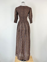 Morrison Black & Copper Floral Camo Ruched Maxi Dress  - AU8