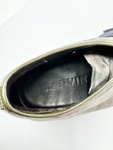 Lanvin Suede & Patent Leather Ash & Olive Sneakers - US8