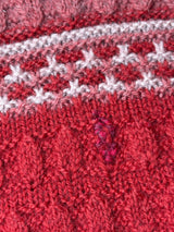 Hand-Made Cherry & Pastel Pink Wool Knit Sweater - AU12