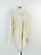 Hugo Boss Cream Rib Knit Long Silk & Cotton Blend Cardigan - AU10