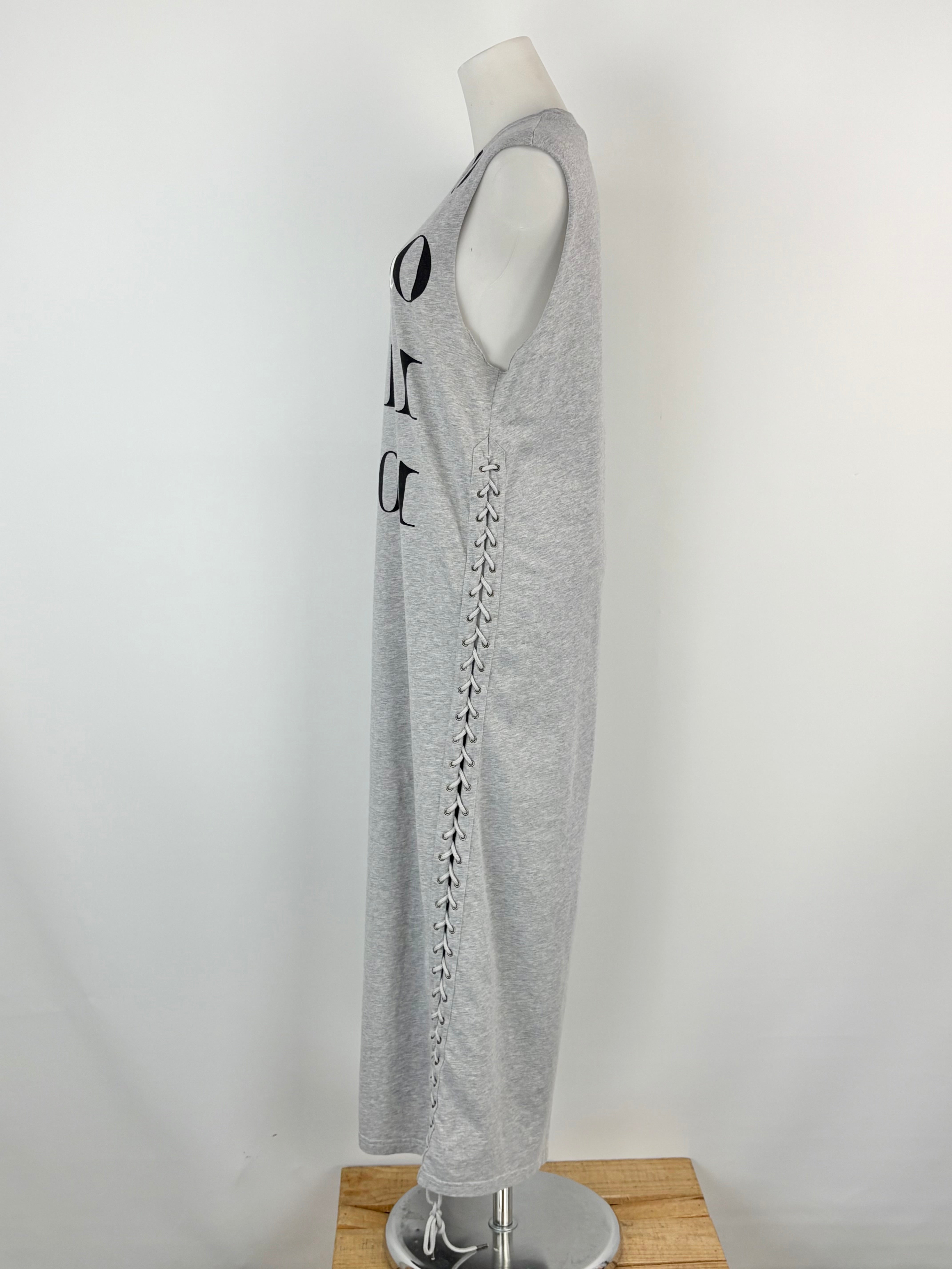 McQ Alexander McQueen Cloud Grey Melange Eyelet Tank Dress - AU10