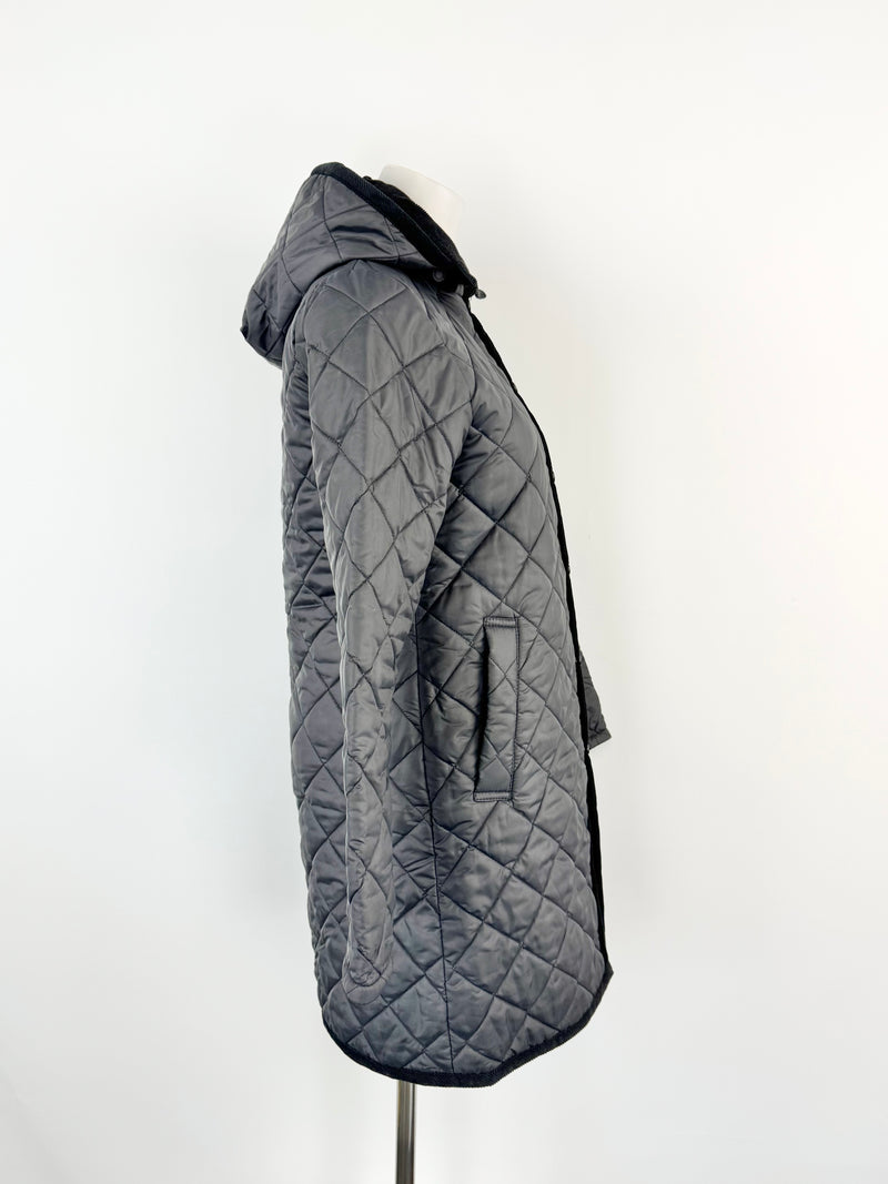 Lavenham Grey Black Quilted Coat - AU8/10