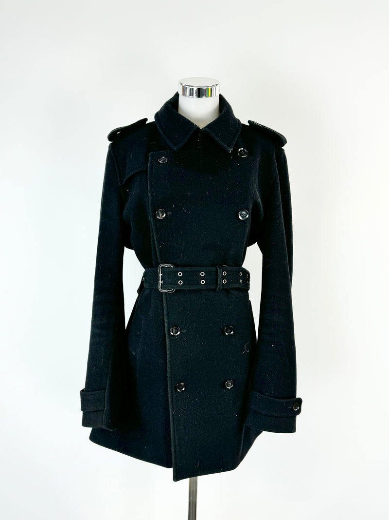 Arthur Galan Black Wool Blend Coat - AU8/10