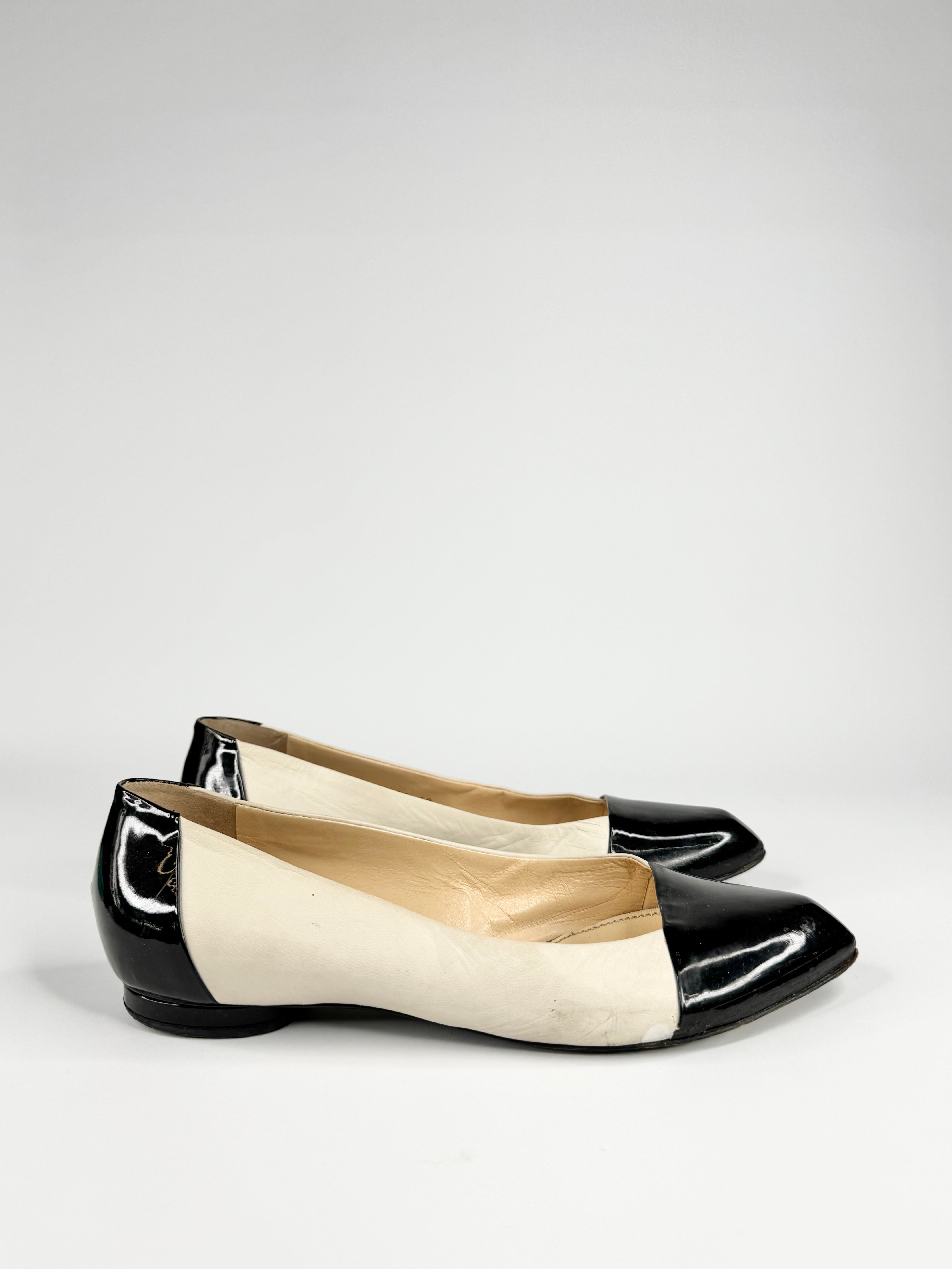 Vintages YSL Two Tone Cap Toe Ballet Flats - EU40