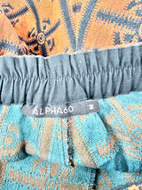 Alpha60 Orange & Black Woven Textile Wide Leg Slacks - AU10/12